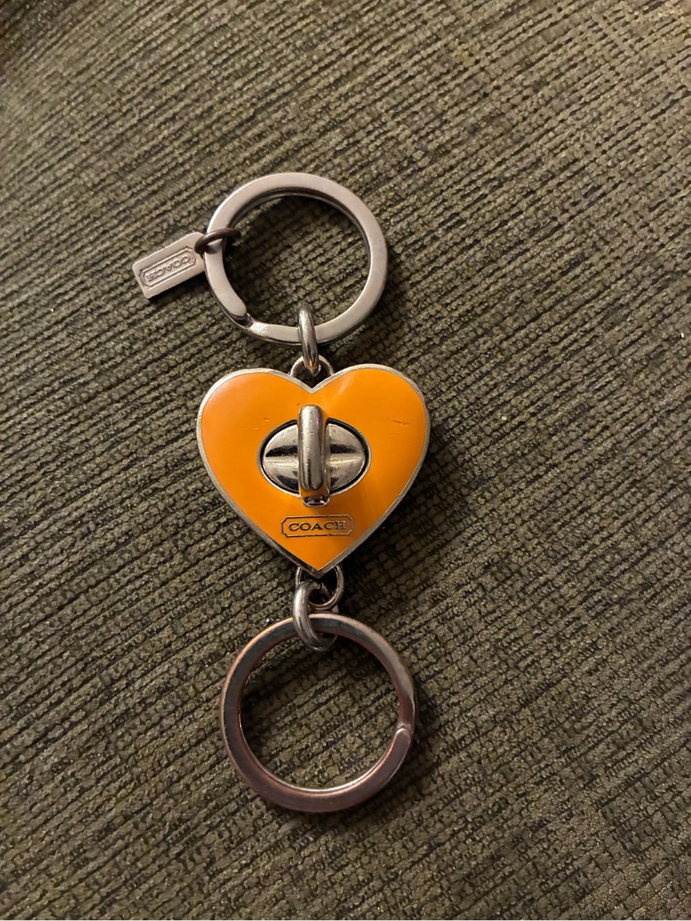 Coach Vintage Orange Heart Turnlock Keyring